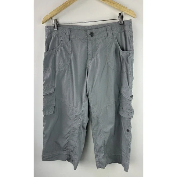 Kuhl Kontra Short Gray Cargo Convertible Roll Tab Adjustable Crop Womens Size 10 - Picture 13 of 13